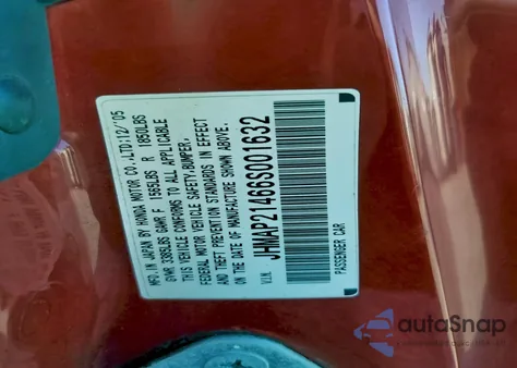 2006 Honda S2000 z USA, uszkodzony, nr VIN JHMAP21466S001632